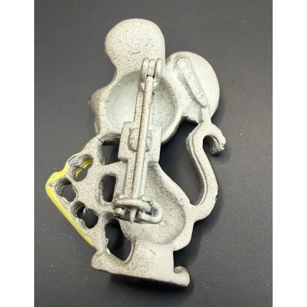 GerryS Cute Enamel Mouse Holding Cheese Brooch Pin Whimsical Animal Jewelry Gift